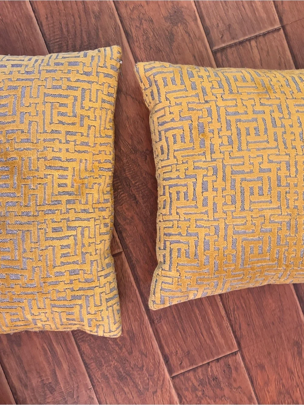 West Elm Yellow Geometric Textured Accent Pillows (Pair)